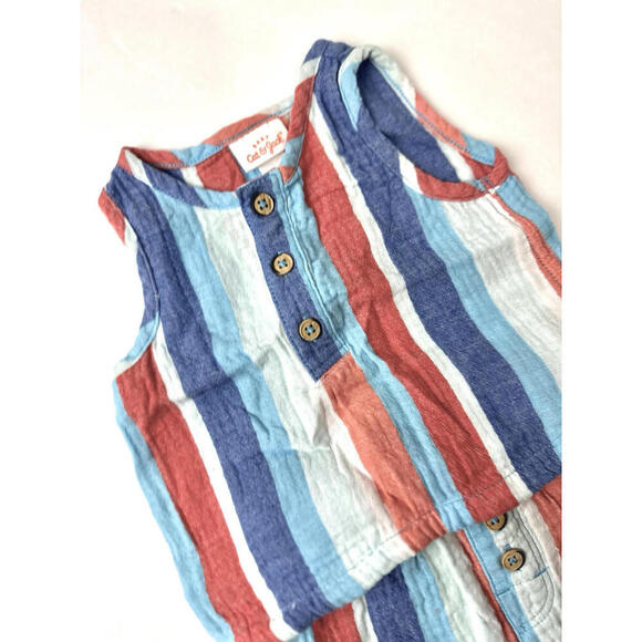 Cat & Jack 2 Pc Set Baby Girls Size 0-3 Months Tank Top and Shorts Stripe Blue - Picture 6 of 6